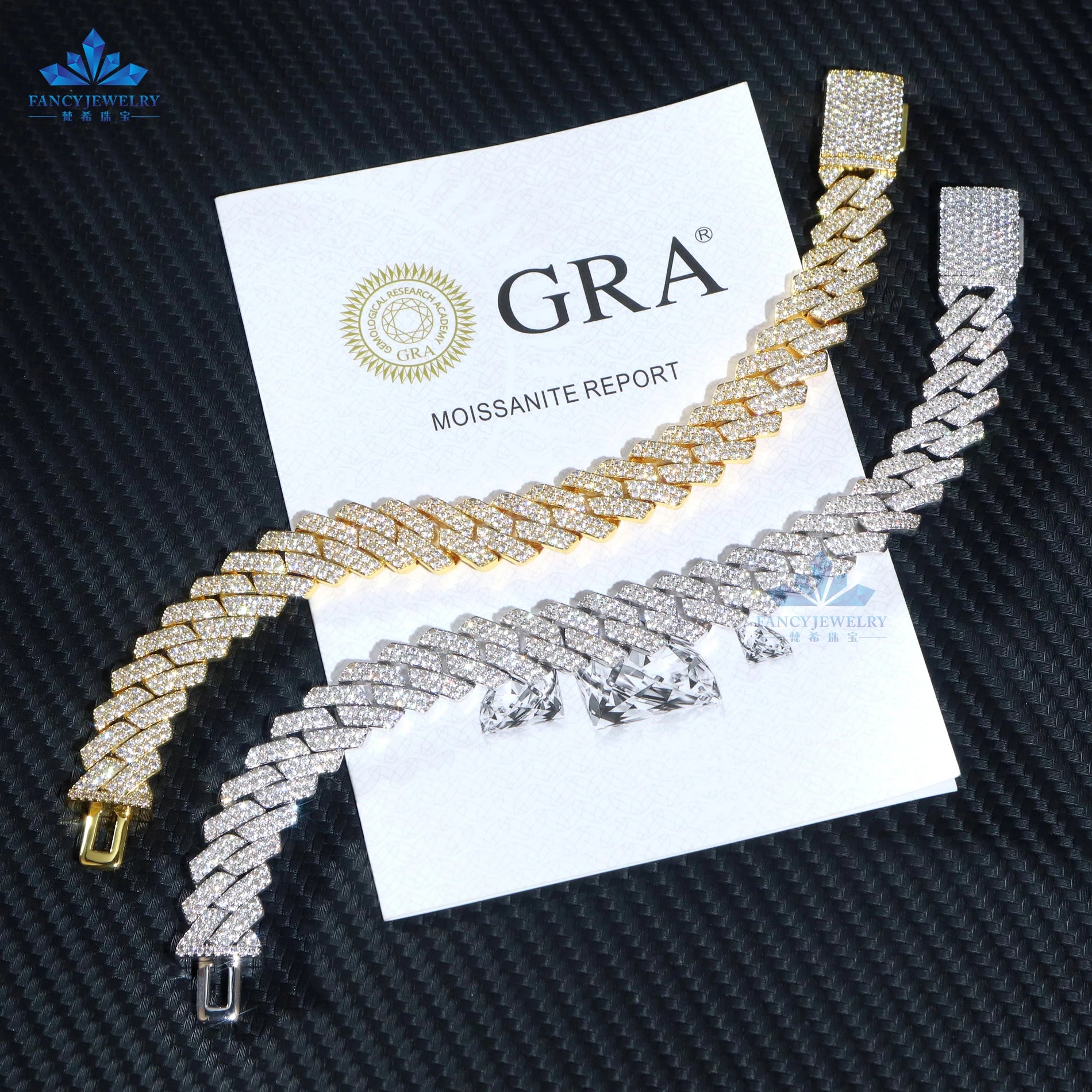 Iced Out Vvs Moissanite 2 Rows Cuban Chain Bracelet 925 Sterling Silver Diamond Moissanite 10mm 12mm Cuban Link Chain