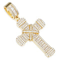 14K Gold and Rhodium Plated Baguette and Round Moissanite Cross Pendant for Gift