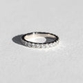 14k White Gold Moissanite Wedding Band with 0.75 Carat Round Brilliant Cut Stones Full Eternity Pave Setting Stackable Ring