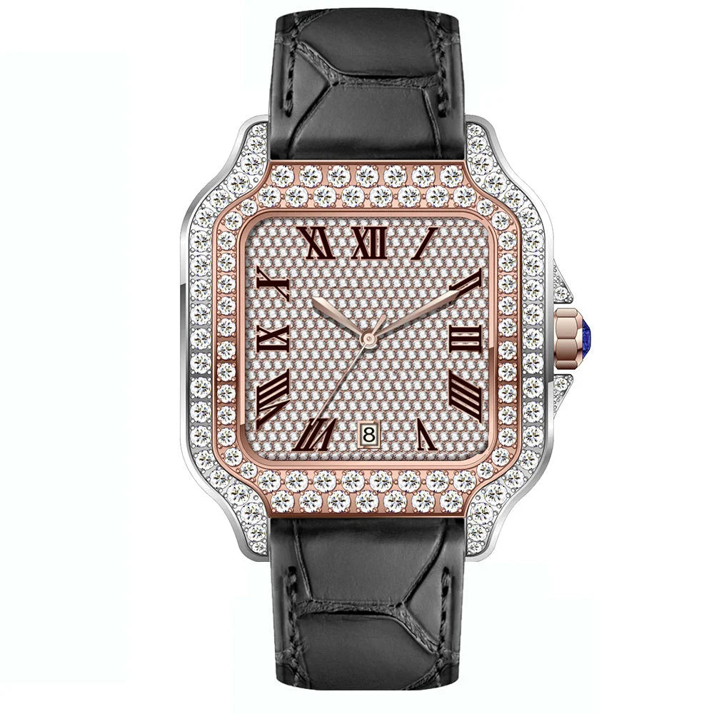 Bust Down Hip Hop Iced Out Diamond Watches Automatic Mechanical VVS Moissanite Watch Past Diamond Tester