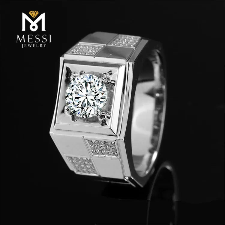 Messi Jewelry 14k 18k Real Gold Jewelry Moissanite Men Wedding Ring