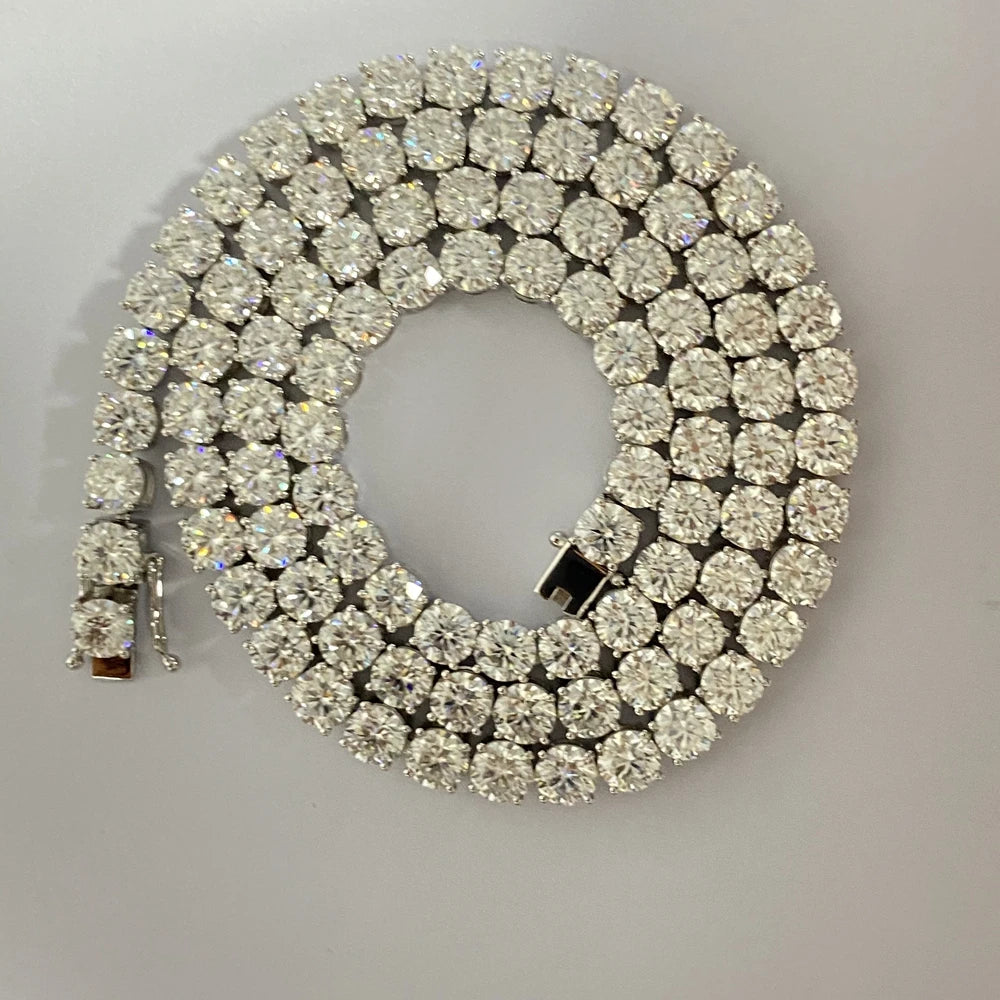HQ GEMS 20 Inch 5mm Diamond 925 Sterling Silver Hip Hop Iced Out Moissanite Diamond Tennis Chain Necklace