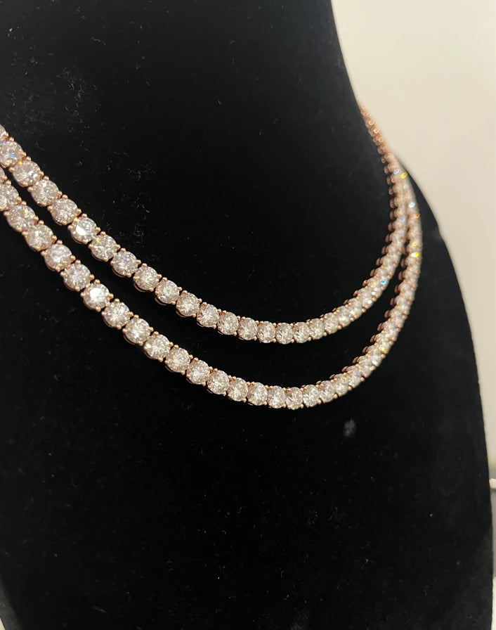 Wholesale Lab Grown Diamond Tennis Chain Necklace 2mm 3mm 4mm 5mm 10K 14K 18K Solid Gold with HPHT CVD Diamond