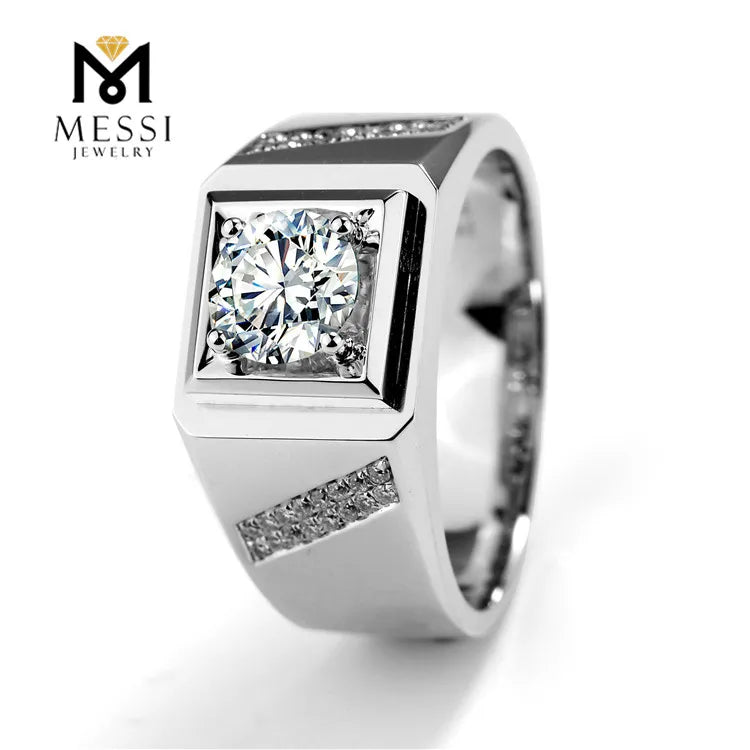 Messi Jewelry 14k 18k Real Gold Jewelry Moissanite Men Wedding Ring