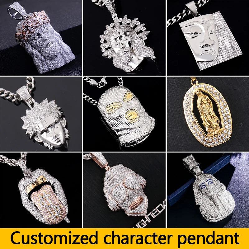 High Quality Customization Cross Pendant 925 Sterling Sliver Moissanite Pendant Hip Hop Styles Pendant Custom Necklace for Man