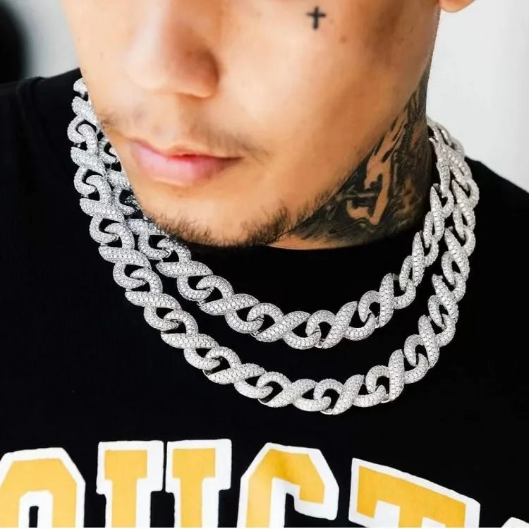 Silver 925 Chain Fashion Jewelry Necklace Hip Hop 18k Gold Plated Necklace VVS Moissanite Cuban Link Chain