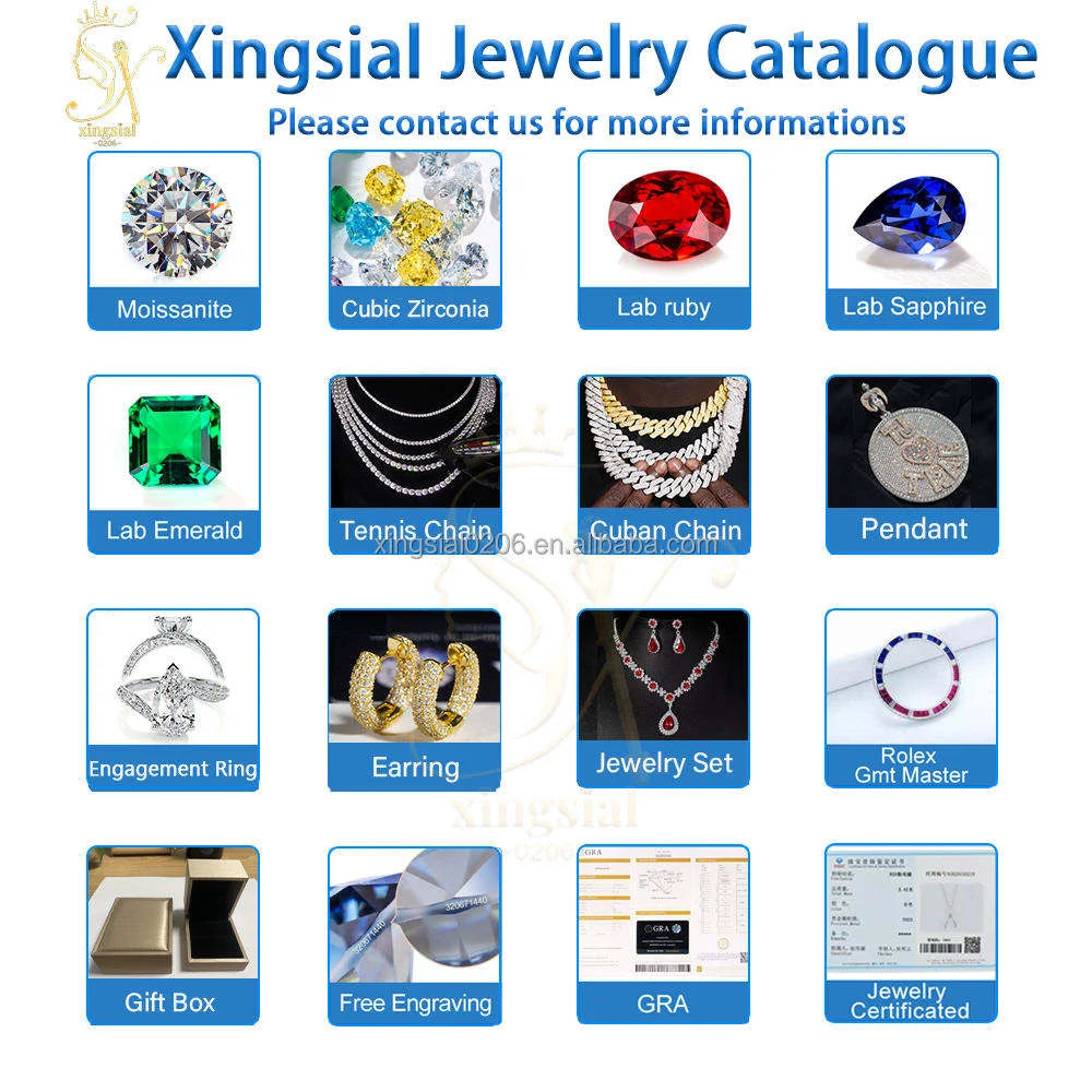 Custom Fashion Jewelry 925 Silver Iced Out Moissanite Tennis Chain with GRA Certificate for Men Women Moissanite Necklace