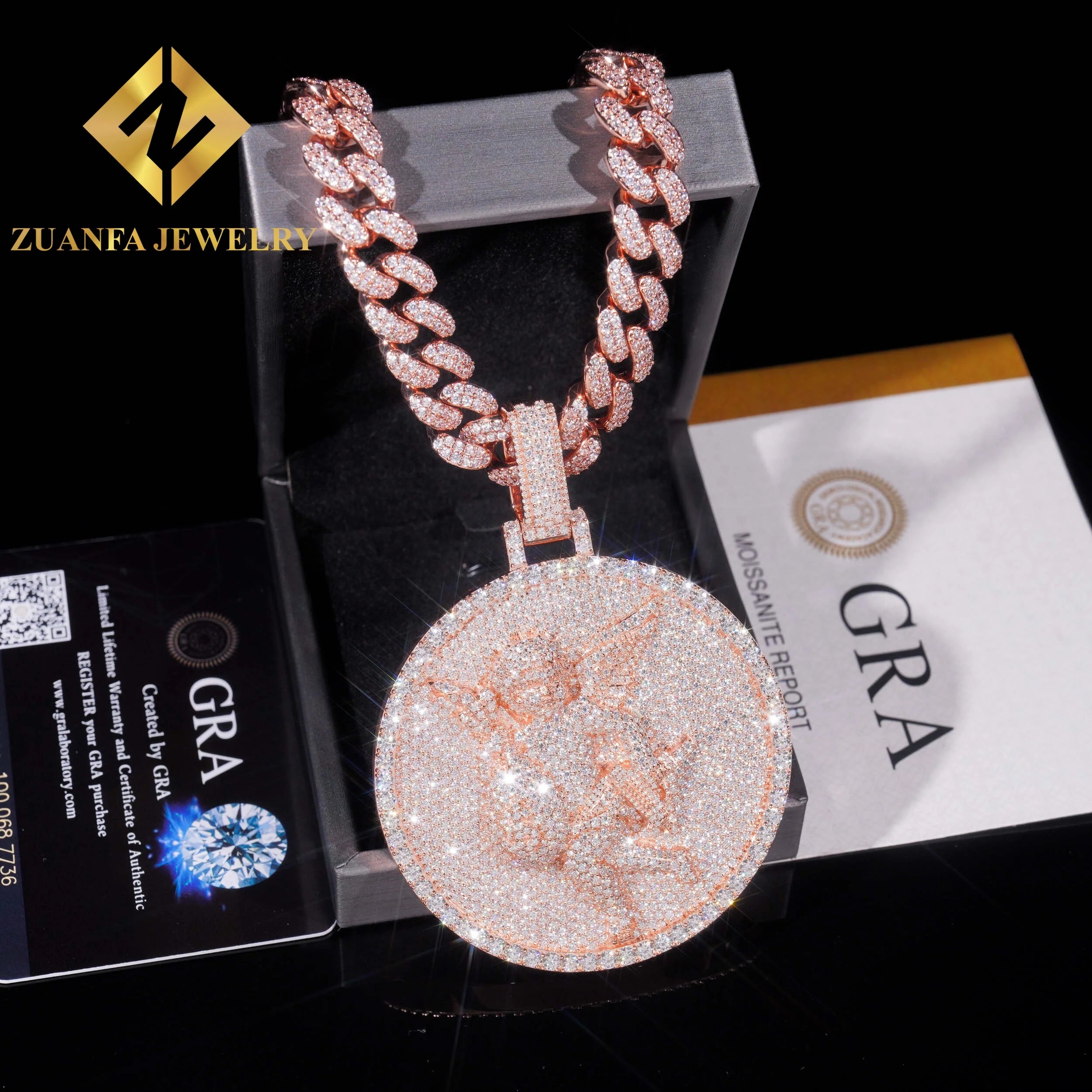 3D Design Angel Pendant Hip Hop 925 Silver Moissanite Pendant Jewelry Rose Gold & Silver Plated Fine Ice Out Pendant for Men