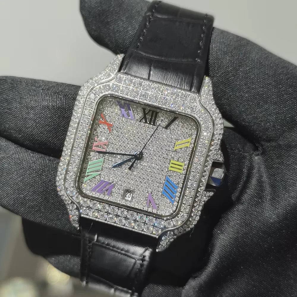 Bust Down Hip Hop Iced Out Diamond Watches Automatic Mechanical VVS Moissanite Watch Past Diamond Tester