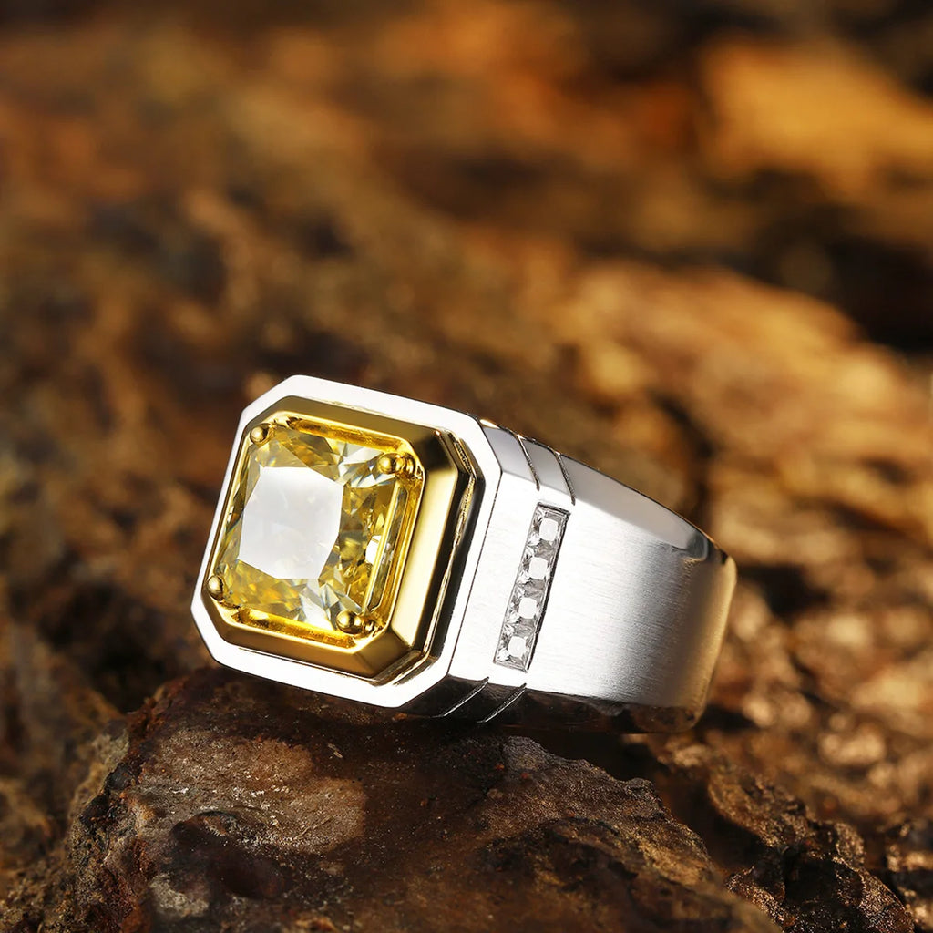 New Arrival 3.12ct Yellow Moissanite 925 for Men Diamond Moissanite Engagement Ring