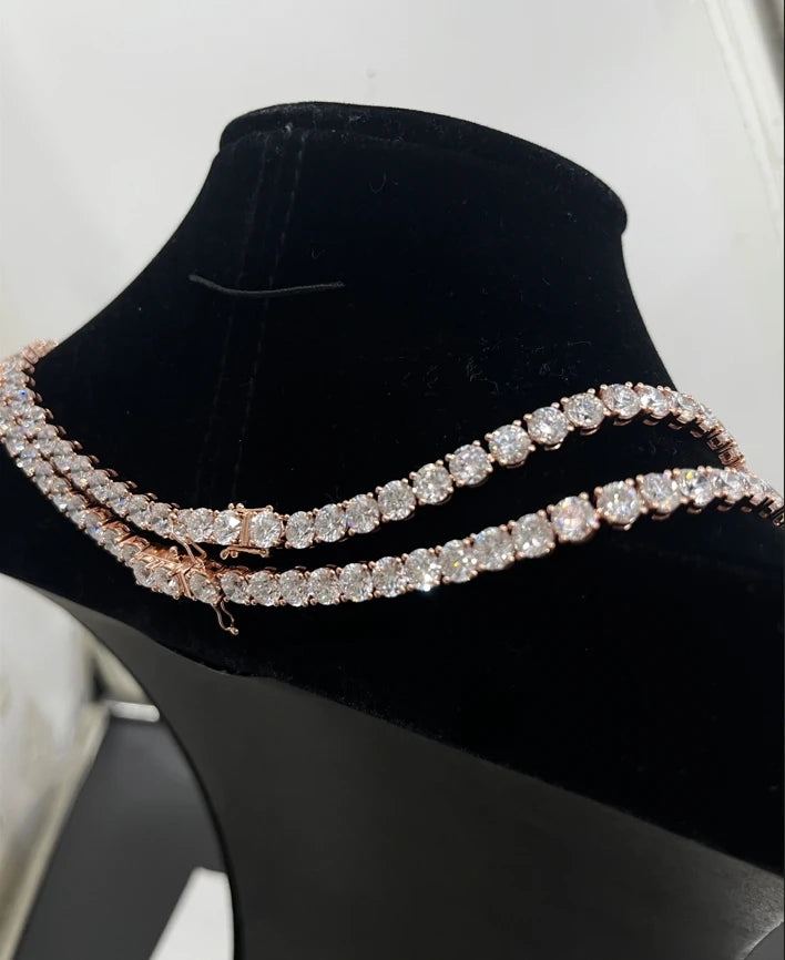 Wholesale Lab Grown Diamond Tennis Chain Necklace 2mm 3mm 4mm 5mm 10K 14K 18K Solid Gold with HPHT CVD Diamond