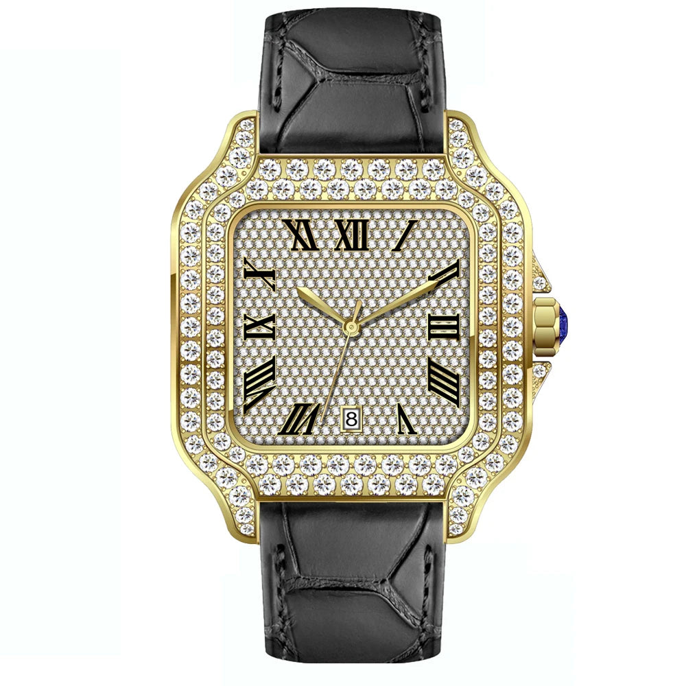 Bust Down Hip Hop Iced Out Diamond Watches Automatic Mechanical VVS Moissanite Watch Past Diamond Tester