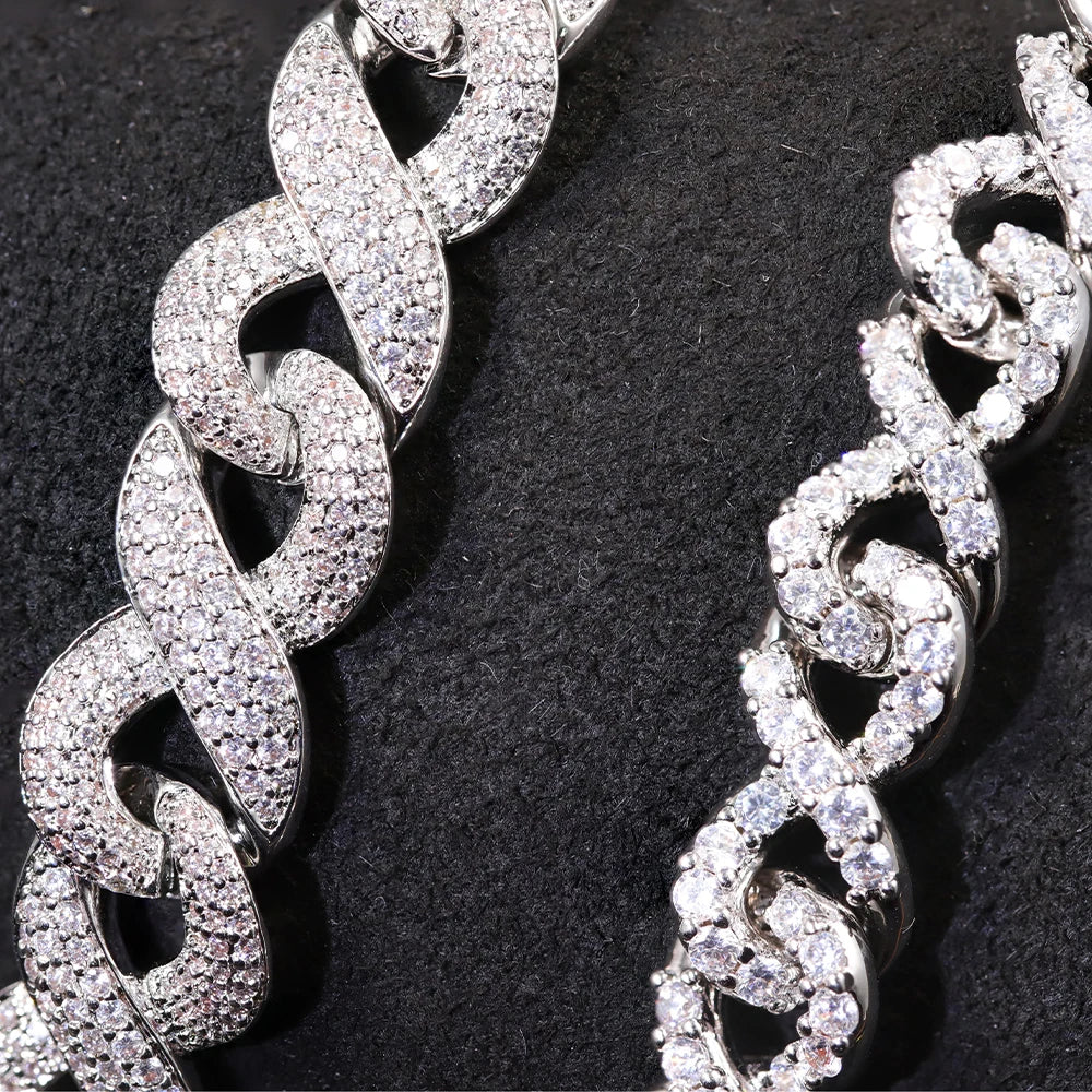 Customized Cuban Bracelet 925 Silver VVS Clarity Moissanite Diamond Iced Out 9mm 13mm Infinite Cuban Chain Moissanite Bracelet