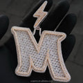 Custom Bail/logo Full Iced Out Moissanite Pendant Pass Diamond test 925 Silver Round Pendant Custom Letter Pendants Jewelry
