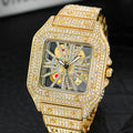 Original Brand Hollow Out Hip Hop Jewelry Watch Square Design Luxury Skeleton Diamond Watch for Men