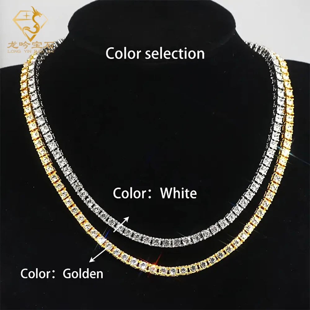 Round Lab Grown Moissanite Diamond Necklace D vvs1 925 sterling silver chain 1CT 16inch