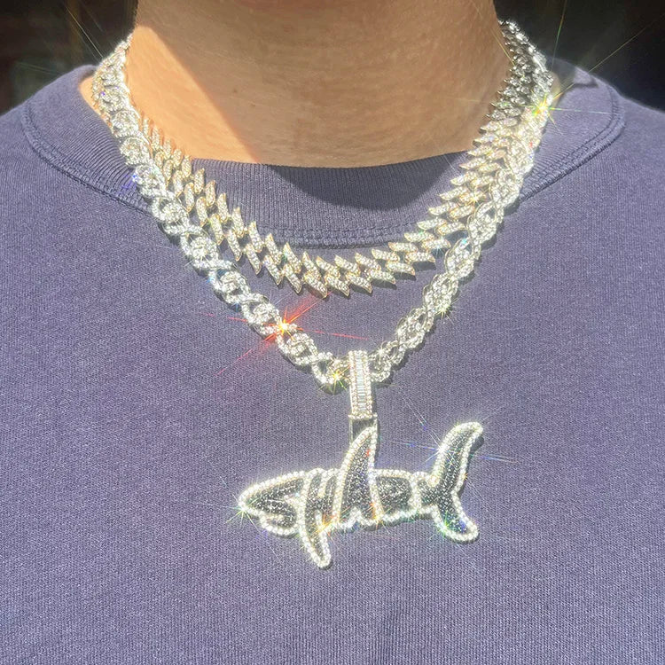 Silver 925 Chain Fashion Jewelry Necklace Hip Hop 18k Gold Plated Necklace VVS Moissanite Cuban Link Chain