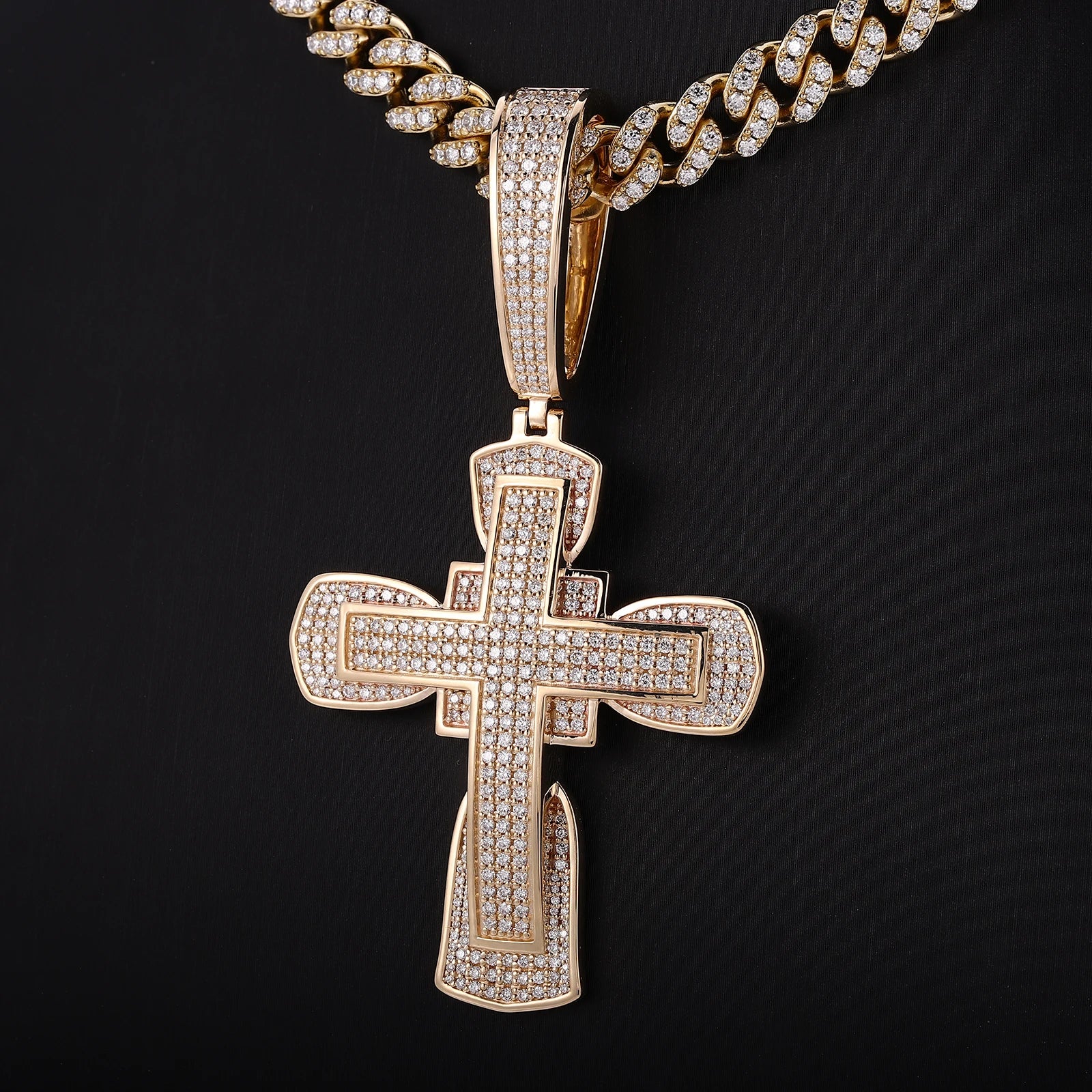 High Quality Customization Cross Pendant 925 Sterling Sliver Moissanite Pendant Hip Hop Styles Pendant Custom Necklace for Man