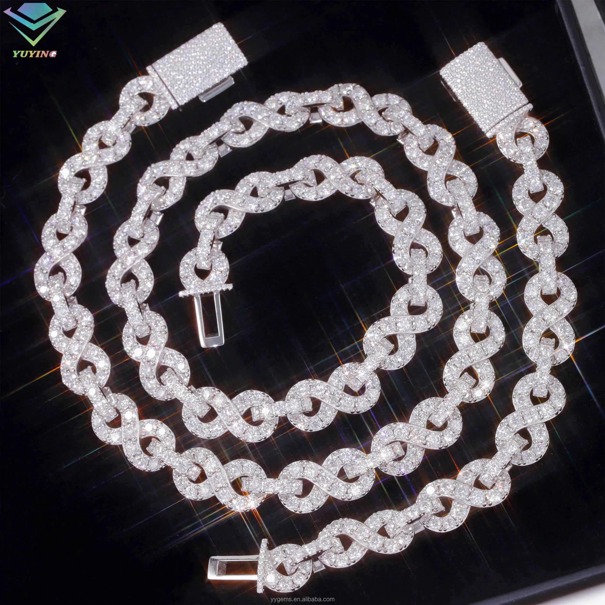 Silver 925 Chain Fashion Jewelry Necklace Hip Hop 18k Gold Plated Necklace VVS Moissanite Cuban Link Chain