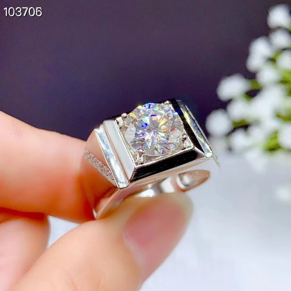2025 new exquisite sparkling moissanite ring for men 925 sterling silver birthday gift shiny better than diamond strong power