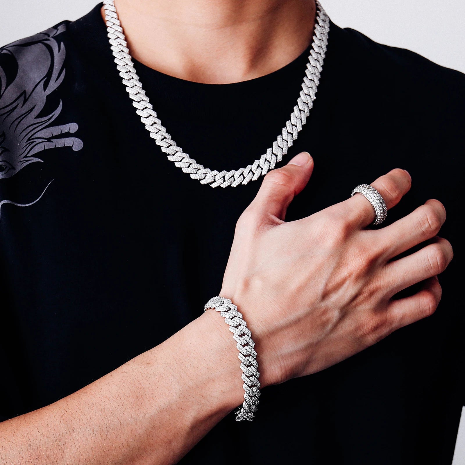 Luxury Cuban Link Chain Moissanite DEF VVS 12MM 925 Sterling Silver Cuban Clover Bracelets Iced Out Hip Hop Jewelry for Men