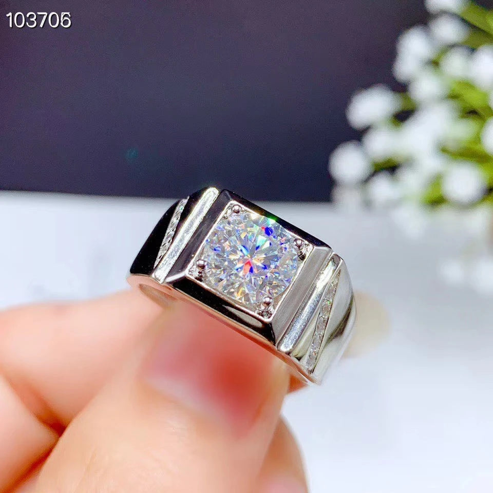 2025 new exquisite sparkling moissanite ring for men 925 sterling silver birthday gift shiny better than diamond strong power