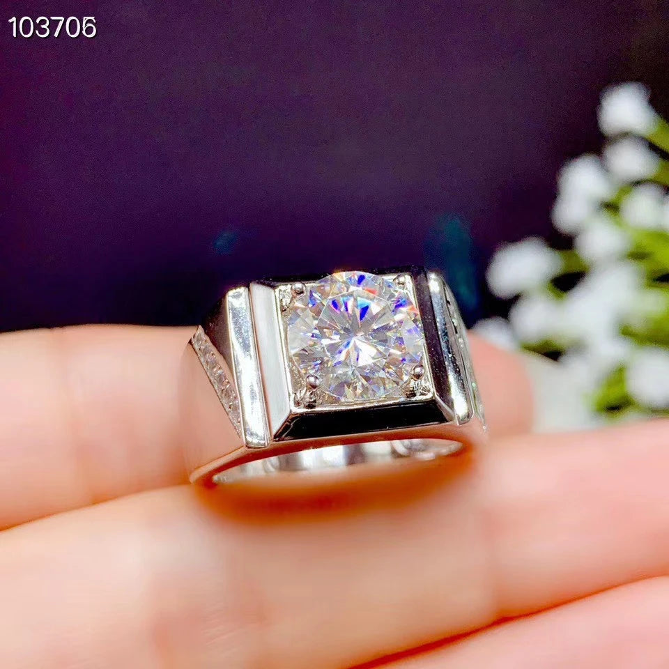 2025 new exquisite sparkling moissanite ring for men 925 sterling silver birthday gift shiny better than diamond strong power