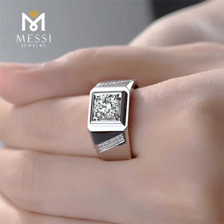 Messi Jewelry 14k 18k Real Gold Jewelry Moissanite Men Wedding Ring