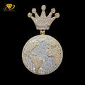 Hiphop Jewelry Custom Men 925 Solid Silver Iced Out VVS Diamond Moissanite Big Disc Name Letter Pendant for Tennis Cuban Chain