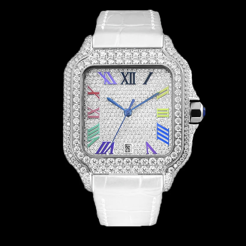 Bust Down Hip Hop Iced Out Diamond Watches Automatic Mechanical VVS Moissanite Watch Past Diamond Tester