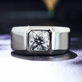 20g Luxurious 18K White Gold Asscher Cut . Certified Moissanite Diamonds Customized Chunky Fine Jewelry Rings Couple Set