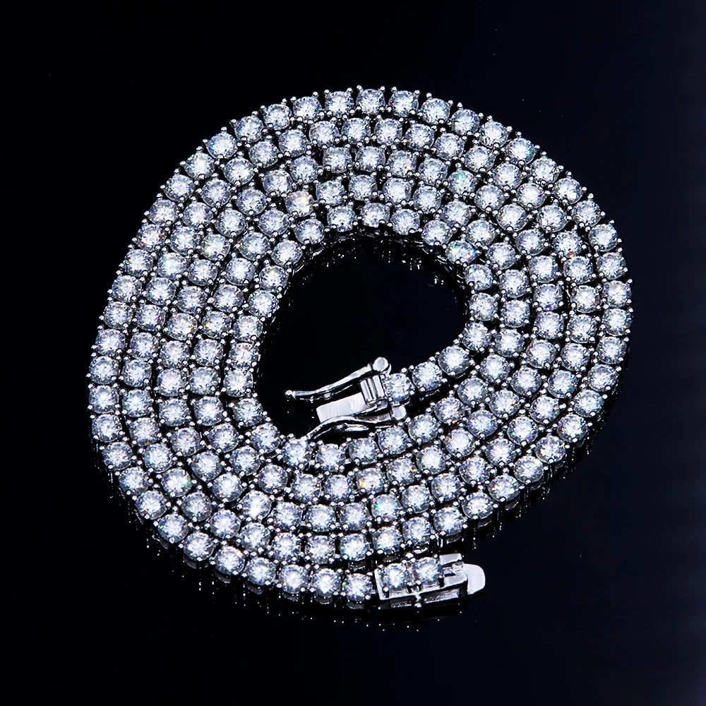 Round Lab Grown Moissanite Diamond Necklace D vvs1 925 sterling silver chain 1CT 16inch