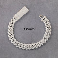18K Gold Cuban Link Chain 12mm Wide 2-Row Lab Grown Diamond Hiphop Fine Jewelry Bracelet Necklaces for Wedding Anniversary Gift