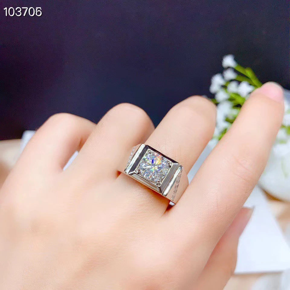 2025 new exquisite sparkling moissanite ring for men 925 sterling silver birthday gift shiny better than diamond strong power