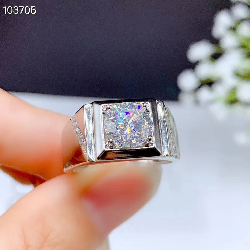 2025 new exquisite sparkling moissanite ring for men 925 sterling silver birthday gift shiny better than diamond strong power