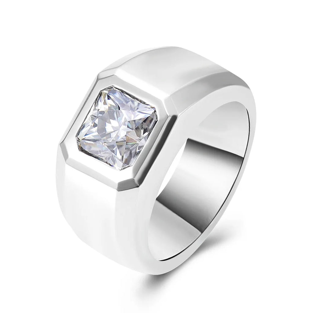 20g Luxurious 18K White Gold Asscher Cut . Certified Moissanite Diamonds Customized Chunky Fine Jewelry Rings Couple Set