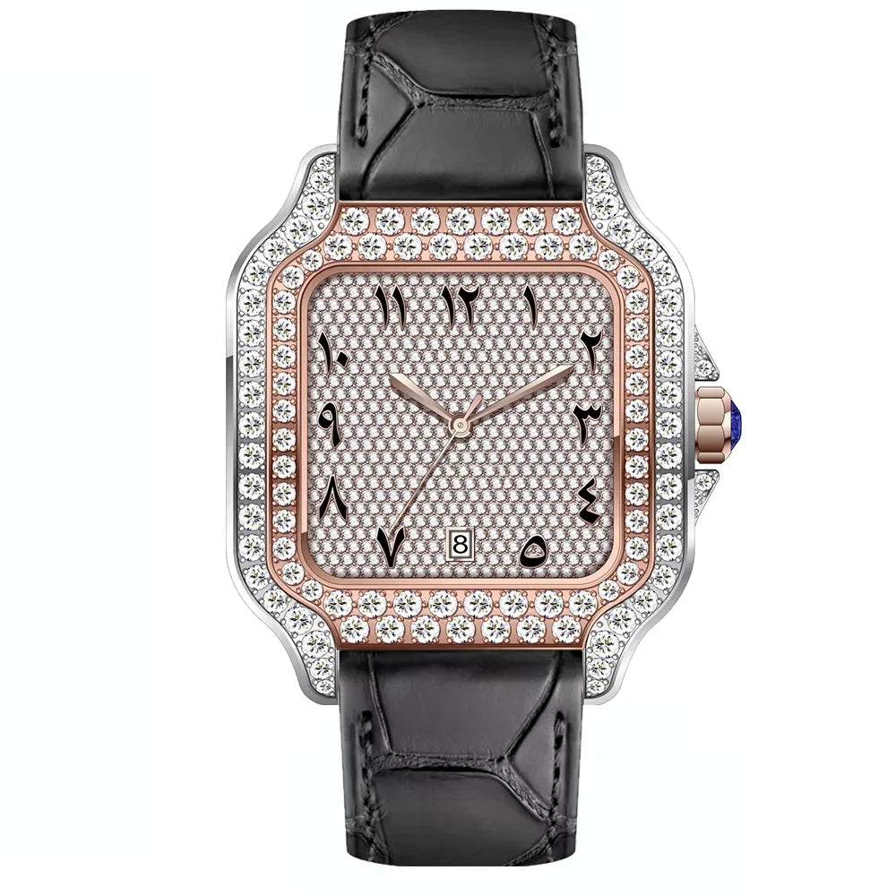 Bust Down Hip Hop Iced Out Diamond Watches Automatic Mechanical VVS Moissanite Watch Past Diamond Tester