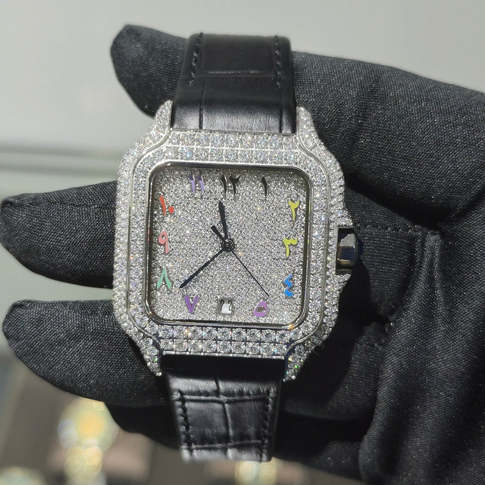 Bust Down Hip Hop Iced Out Diamond Watches Automatic Mechanical VVS Moissanite Watch Past Diamond Tester