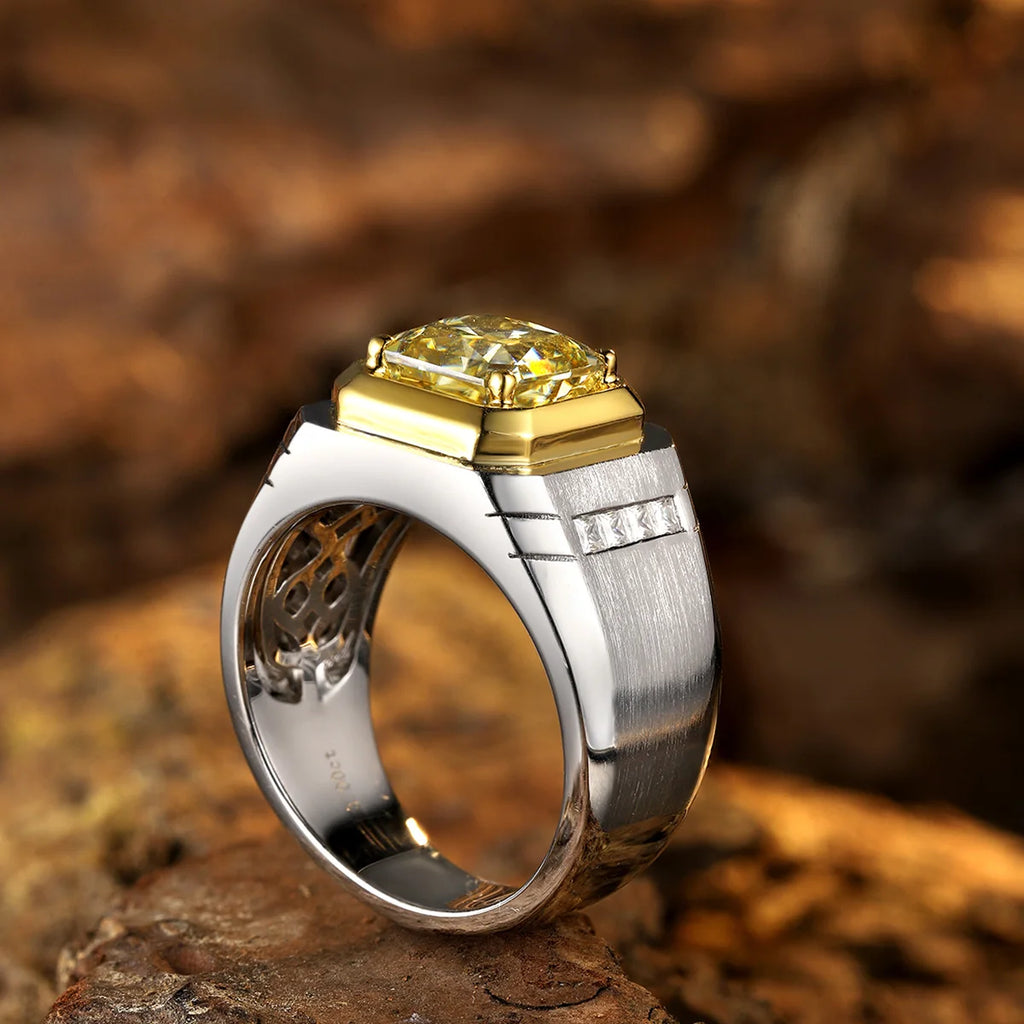 New Arrival 3.12ct Yellow Moissanite 925 for Men Diamond Moissanite Engagement Ring