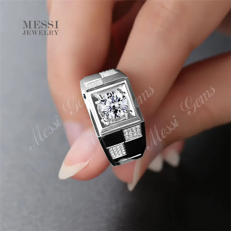 Messi Jewelry 14k 18k Real Gold Jewelry Moissanite Men Wedding Ring