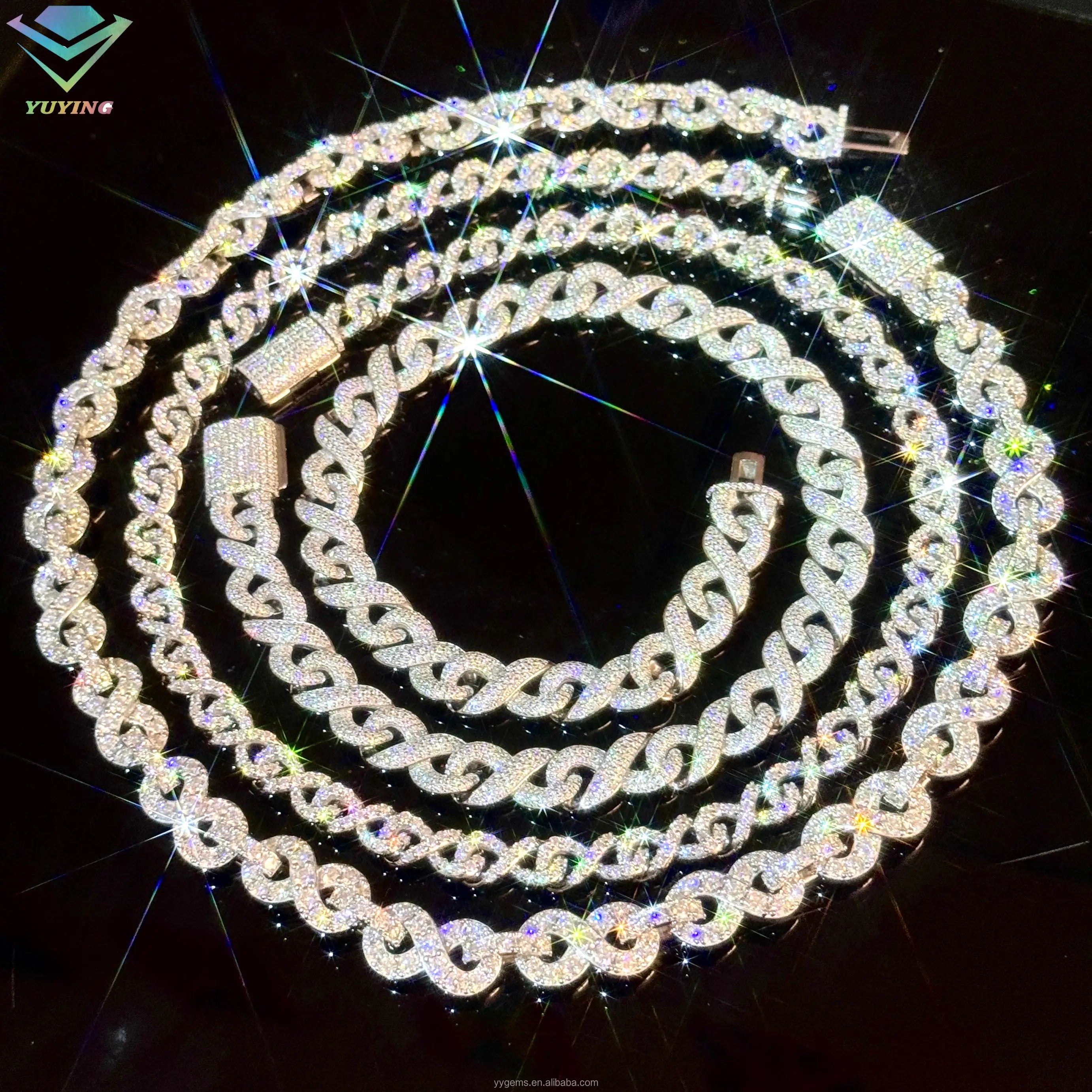 Silver 925 Chain Fashion Jewelry Necklace Hip Hop 18k Gold Plated Necklace VVS Moissanite Cuban Link Chain