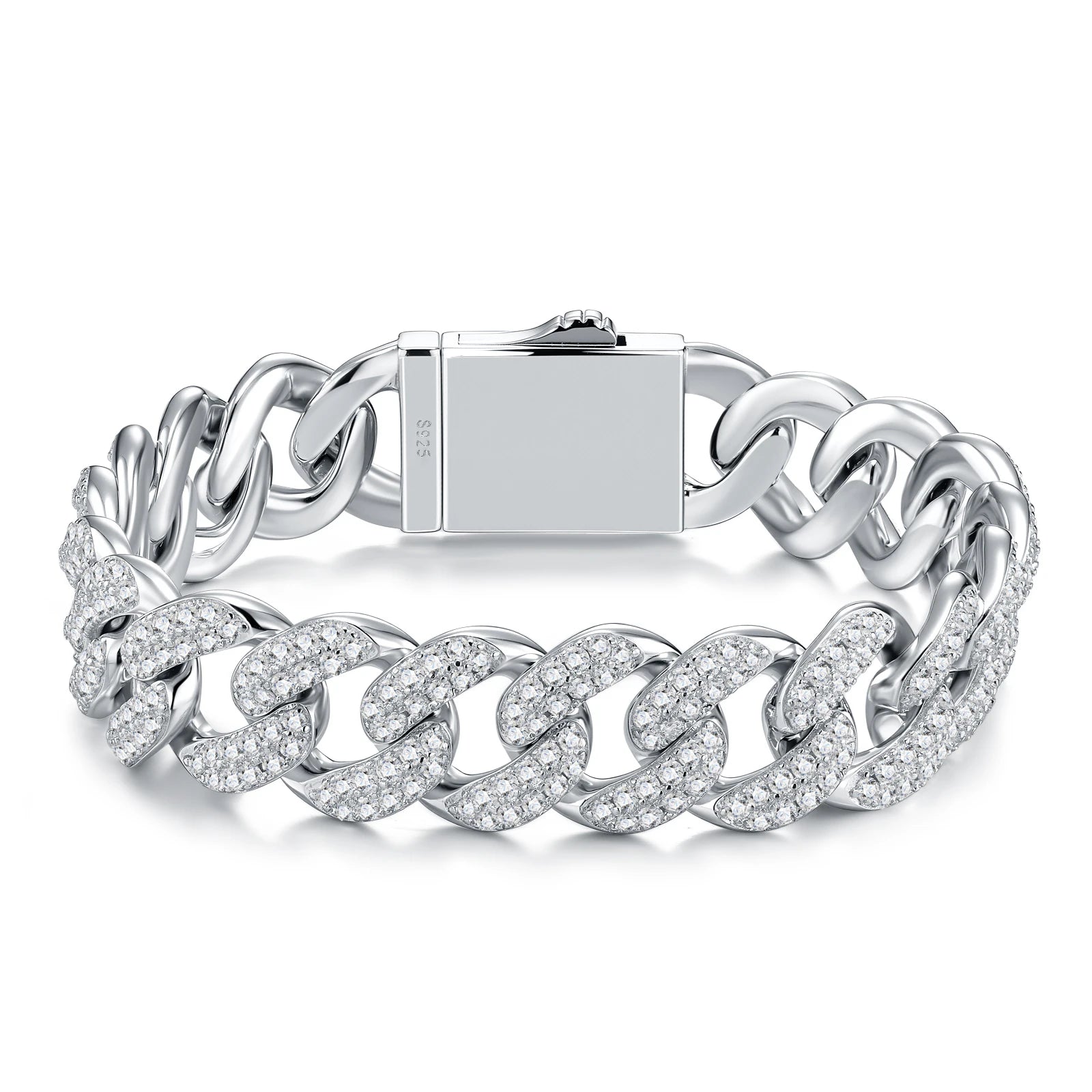 Pass Diamond Tester 925 Sterling Silver Hip Hop 18mm Mosaic Set Moissanite Cuban Chain Clasp for Gift Party Wedding Bracelet