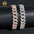 13mm Two ToneJewelry 925 Sterling Silver Moissanite Cuban Link Chain Hip Hop Cuban Iced Out Necklace Bracelet for Men Women