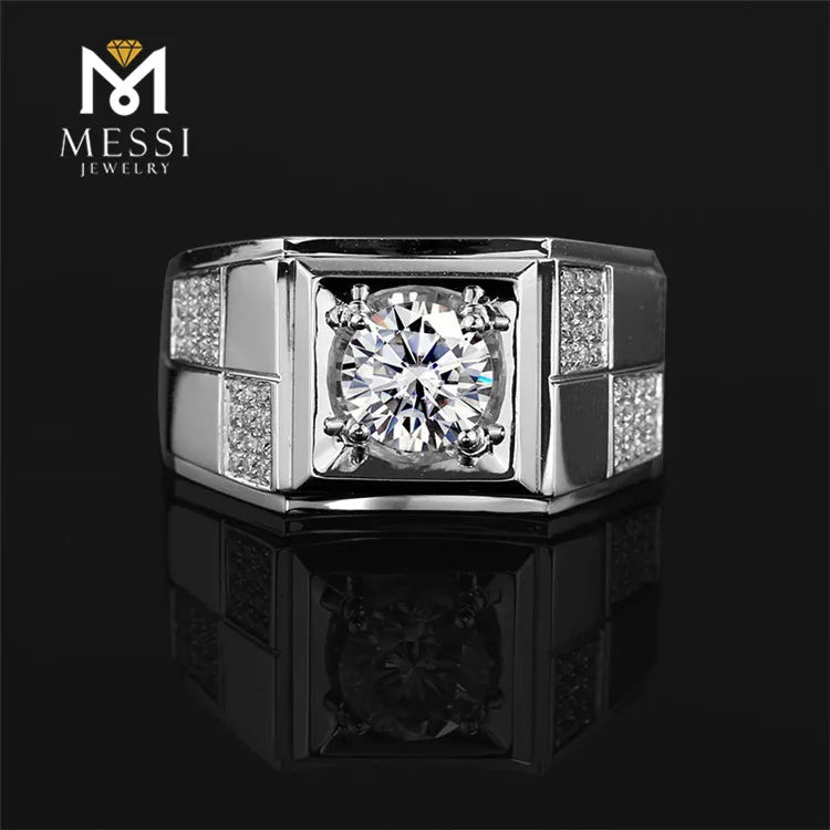 Messi Jewelry 14k 18k Real Gold Jewelry Moissanite Men Wedding Ring