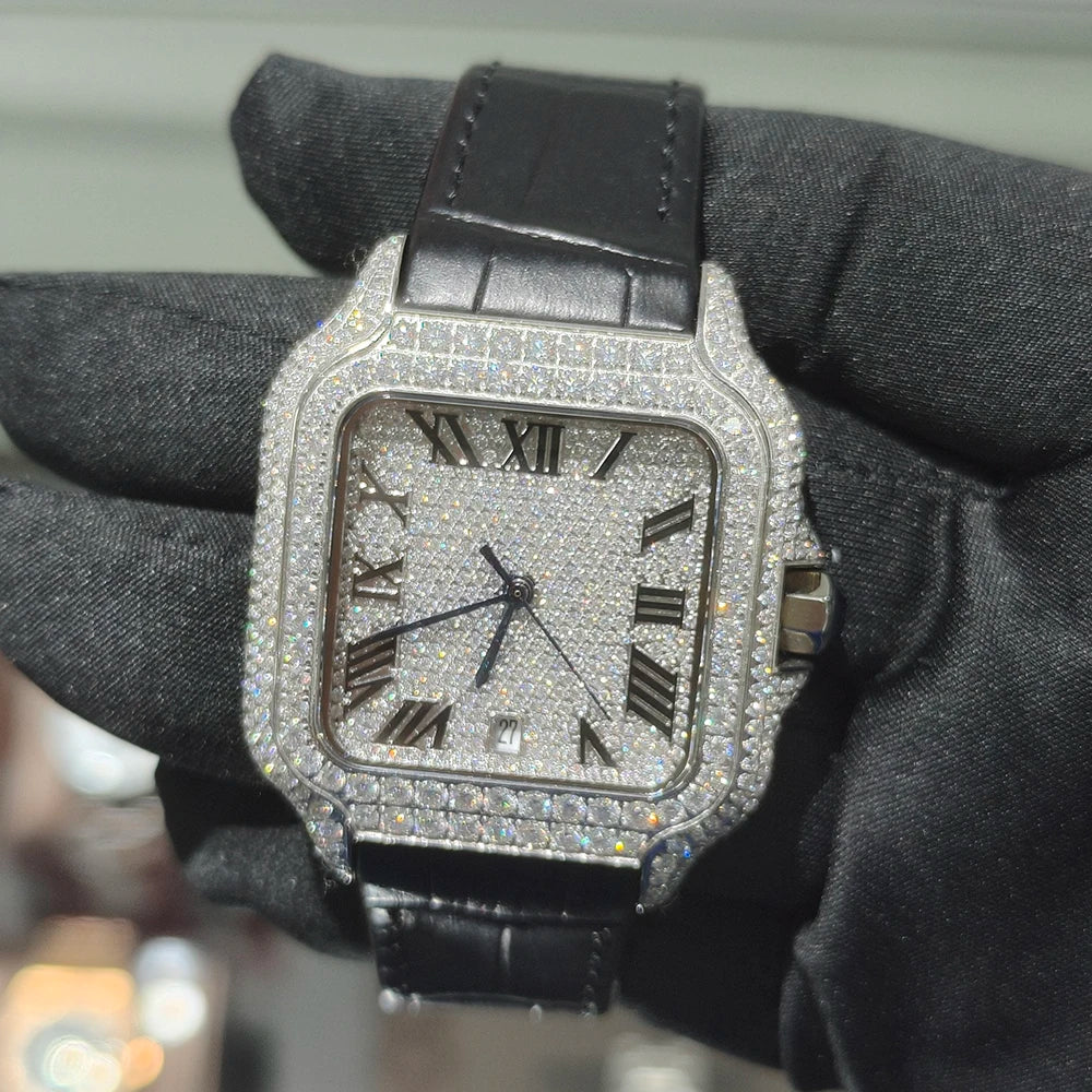 Bust Down Hip Hop Iced Out Diamond Watches Automatic Mechanical VVS Moissanite Watch Past Diamond Tester