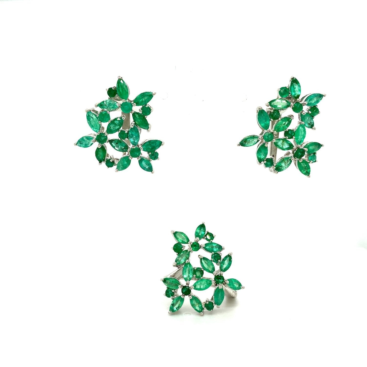 Emerald Jewellery Set in .925 Sterling Silver - KSS 65719