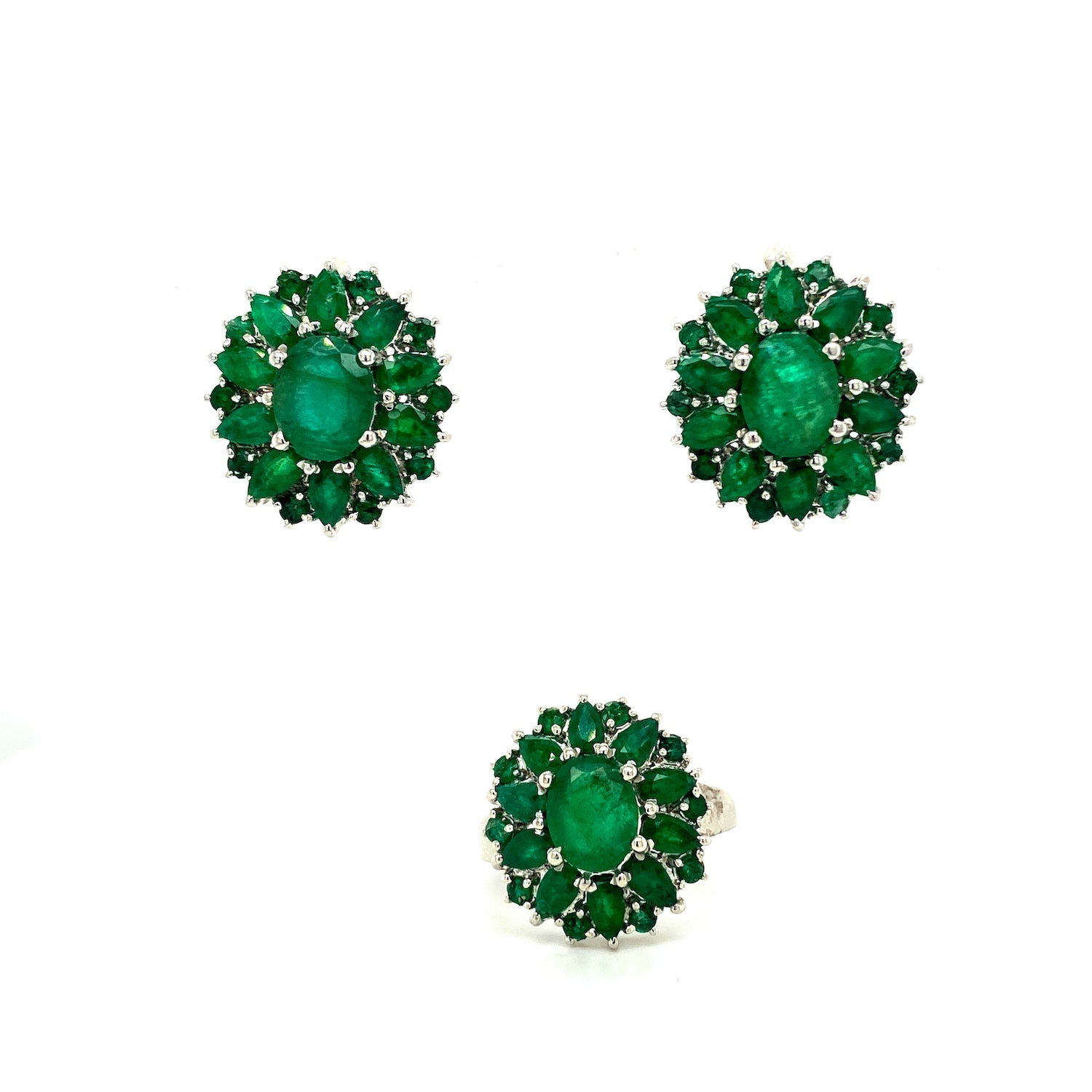 Emerald Jewellery Set in .925 Sterling Silver - KSS 69206