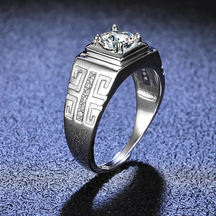High - Quality Pt950 Platinum Men's Ring with 1CT Certified Moissanite - Perfect for Weddings & Birthdays