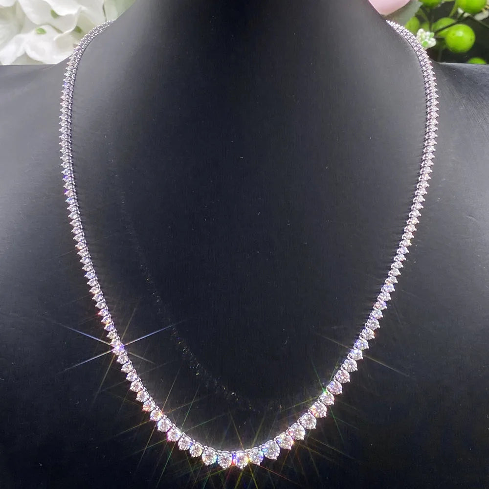 Provence Luxury Graduated Tennis Necklace KGold DEF/VS Lab Diamonds Wedding Necklace Evening dress Jewelry Tennis Custom