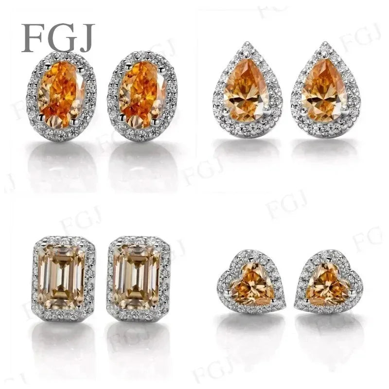 925 Sterling Silver Moissanite Cuban Chain White & Yellow Gold Plated Full Chain Sparkle Fine Necklace For Wedding Gifts